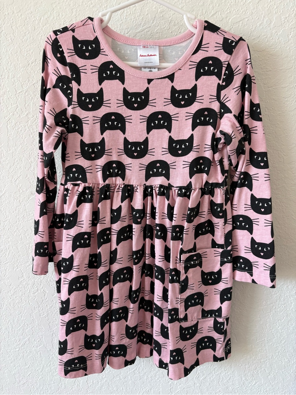 Hanna Andersson Pink Dress with Black Cat Print